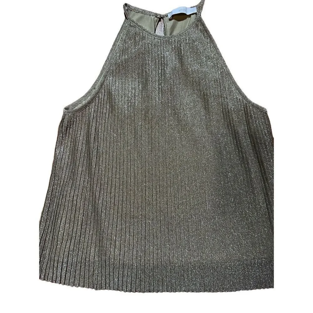 MNG women’s Gold Silver‎ Textured shimmer metallic tank blouse sz M